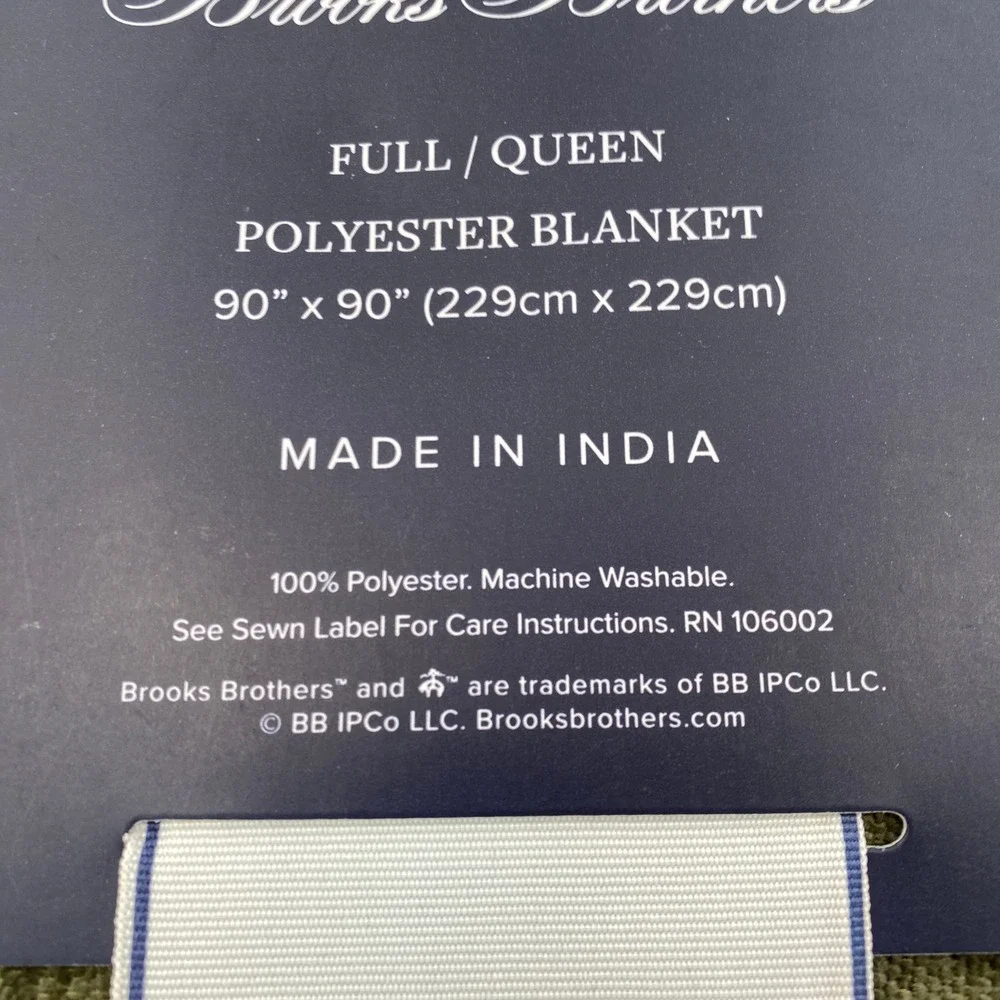 Brooks Brothers Blanket Full Queen Olive Green Textured Classic Cozy Earthy